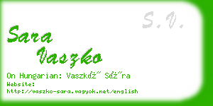 sara vaszko business card